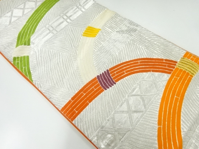 アンティーク　竹節模様織出し袋帯（着用可）